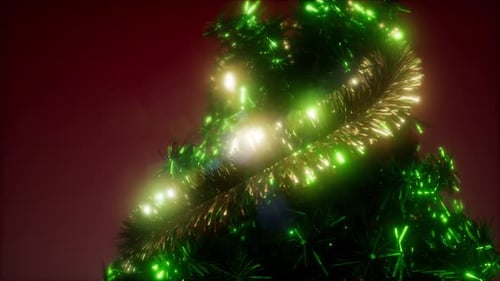 Festive Christmas Tree Decoration with Twinkling Lights Animation