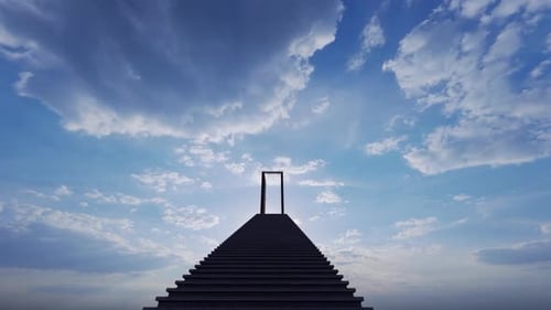 Animated Stairway to Open Door Reveal for New Beginnings