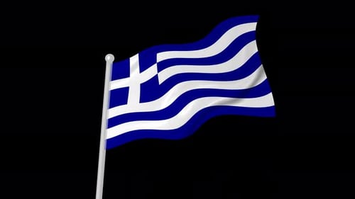 Waving Flag of Greece Animation with Alpha Channel