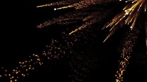 Abstract Golden Particle Burst Celebration Background