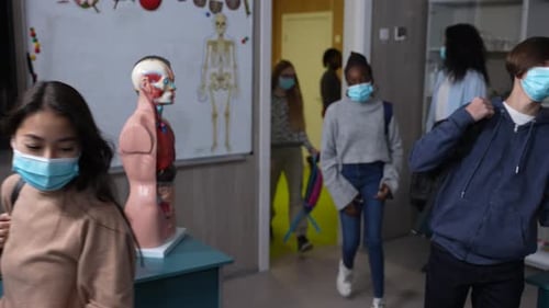 Students Arriving in Class Wearing Face Masks