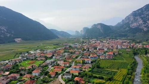 Dro Town In Italy And Mountains