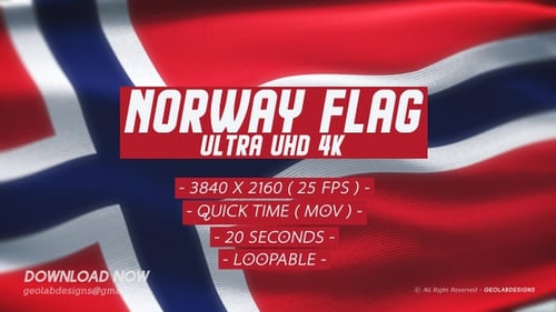Realistic Waving Norway Flag National Symbol Animation