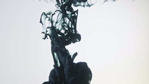 Abstract Black Ink Swirling in Clear Liquid