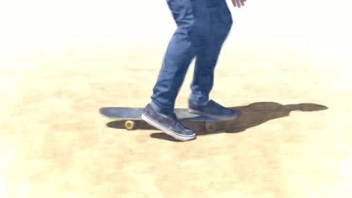 Artistic Skater Pushing with Watercolor Animation
