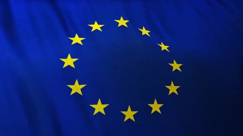 Waving European Union Flag with Realistic Fabric Texture