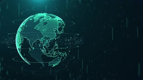 Digital Rotating Earth Globe Hologram Technology Background