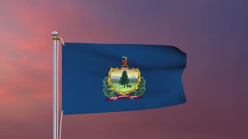 Realistic Vermont State Flag Waving Seamlessly