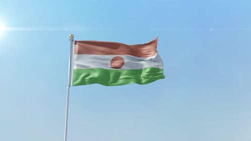 Realistic Niger National Flag Waving Against a Clear Blue Sky