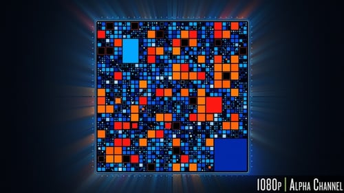 Datengitter vom Mikroprozessor-CPU-Chip mit Highlights