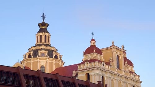St. Casimir Roman catholic baroque church in Vilnius seen from Town Hall square. Lithuania