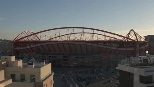 Timelapse of Getting Dark. Estadio Da Luz in Lisboa, Portugal