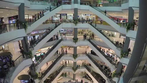 Time lapse of people in shopping mall