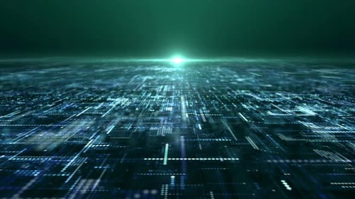 Futuristic Digital Grid Data Stream Looping Background