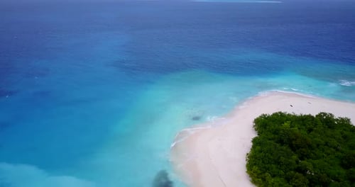 Tropical drone abstract view of a paradise sunny white sand beach and aqua turquoise