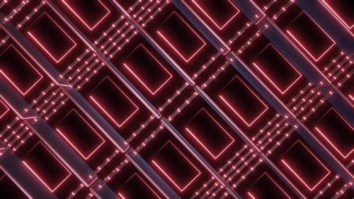 4K Abstract Red Neon Shapes Loop Pack