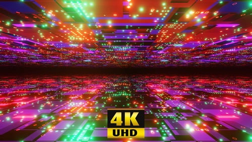 A Neon Glittering Tunnel 4K