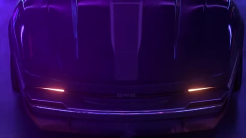 Car and City in Neon Cyberpunk Style