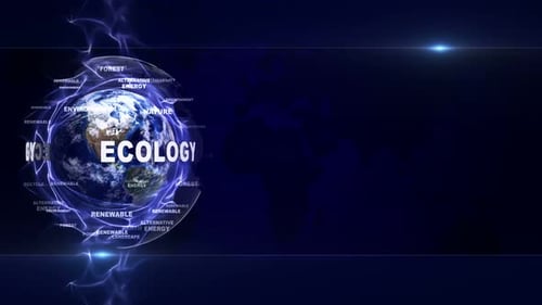 Digital Earth Globe with Animated Ecology Keyword Cloud