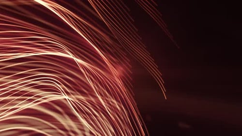 4k looped abstract background of glow particles form lines