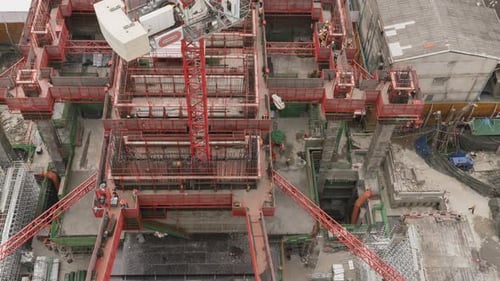 4k timelapse of Aerial view of working Construction site Large construction site
