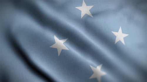 Seamless Loop Waving Blue Flag with White Stars