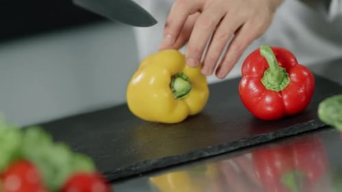 Chef Cooking Food at Kitchen Restaurant