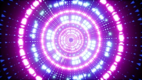 Abstract Glowing Circle Rotation Blinking VJ Tunnel 4K 01