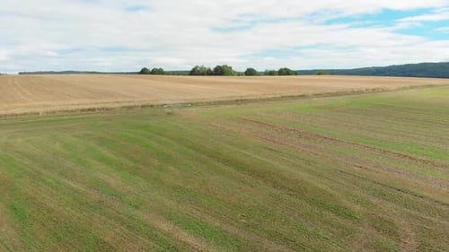 Aerial View of Green and Golden Farm Fields