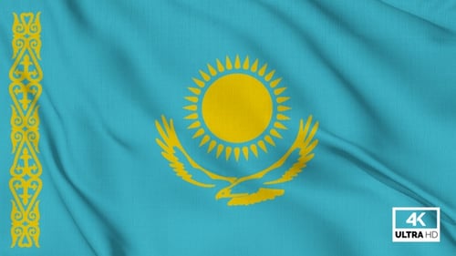 Realistic Waving Flag of Kazakhstan Loopable Animation
