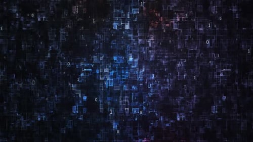 Futuristic Digital Network with Binary Code Data Flow