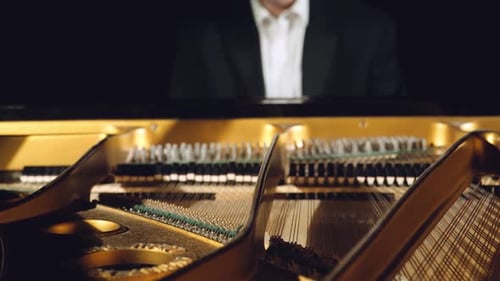 Pianista tocando un piano de cola