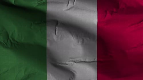 Italian Flag Waving Realistic Fabric Background Loop