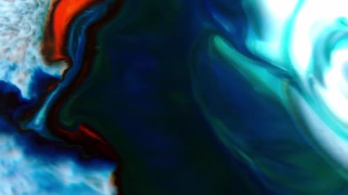 Abstract Ink Swirls with Blue, White, and Orange