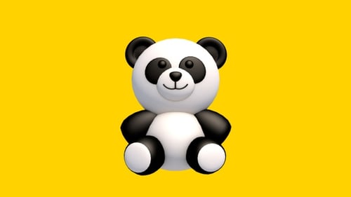 Cute Animated 3D Panda Rotating Character
