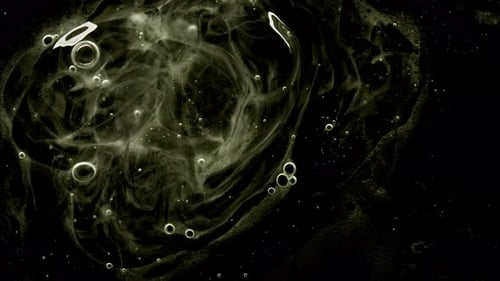 Transparent Cosmetic Gel Fluid with Molecule Bubbles Oil on Black Background