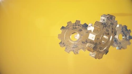 Animated Golden Gears Loop for Technology and Corporate Projects