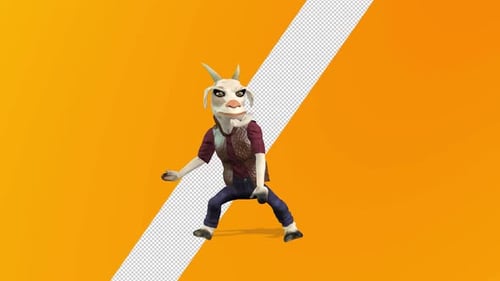 Animated 3D Goat Character Dancing with Alpha Channel