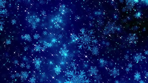 Seamless Loop of Sparkling Blue Snowflakes and Glitter
