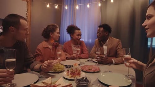 Friends Celebrating Birthday Together at Home