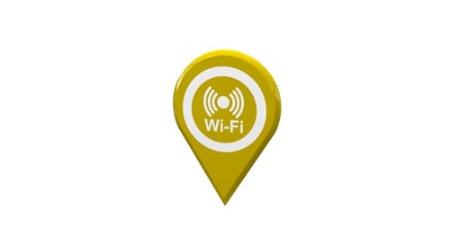 Broche de localisation de la carte avec icône WiFi jaune V4