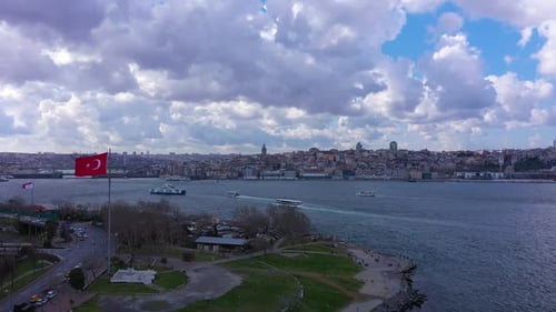 Istanbul City on Cloudy Day and Golden Horn