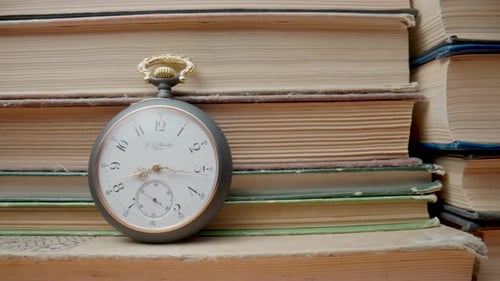 Pocket Watch with Antique Books