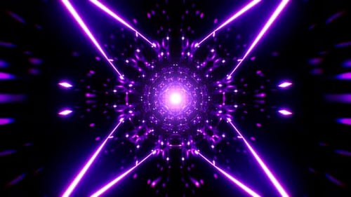 Futuristic Glowing Purple Neon Tunnel Background Loop