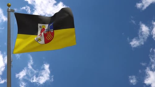 Schmalkalden-Meiningen District Flag Waving Against Blue Sky