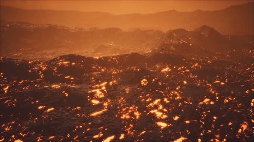 Champs de lave et collines sur Active Volcano