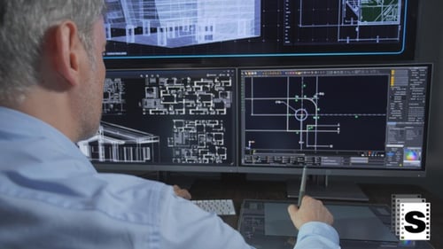 Architect Working on CAD Designs in the Office