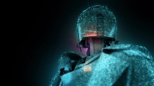 Futuristic Digital Soldier Particle Animation