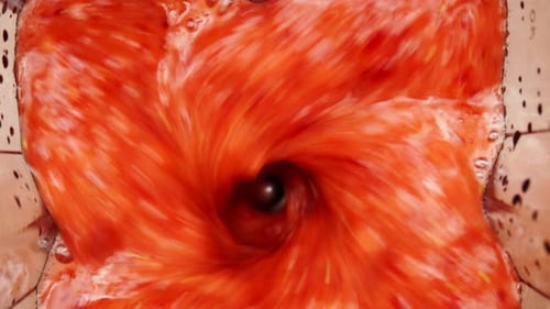 Juicy Strawberries Being Blended into Drinkable Smoothie