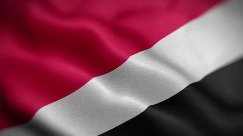 Seamless Looping Red White And Black Waving Flag Animation
